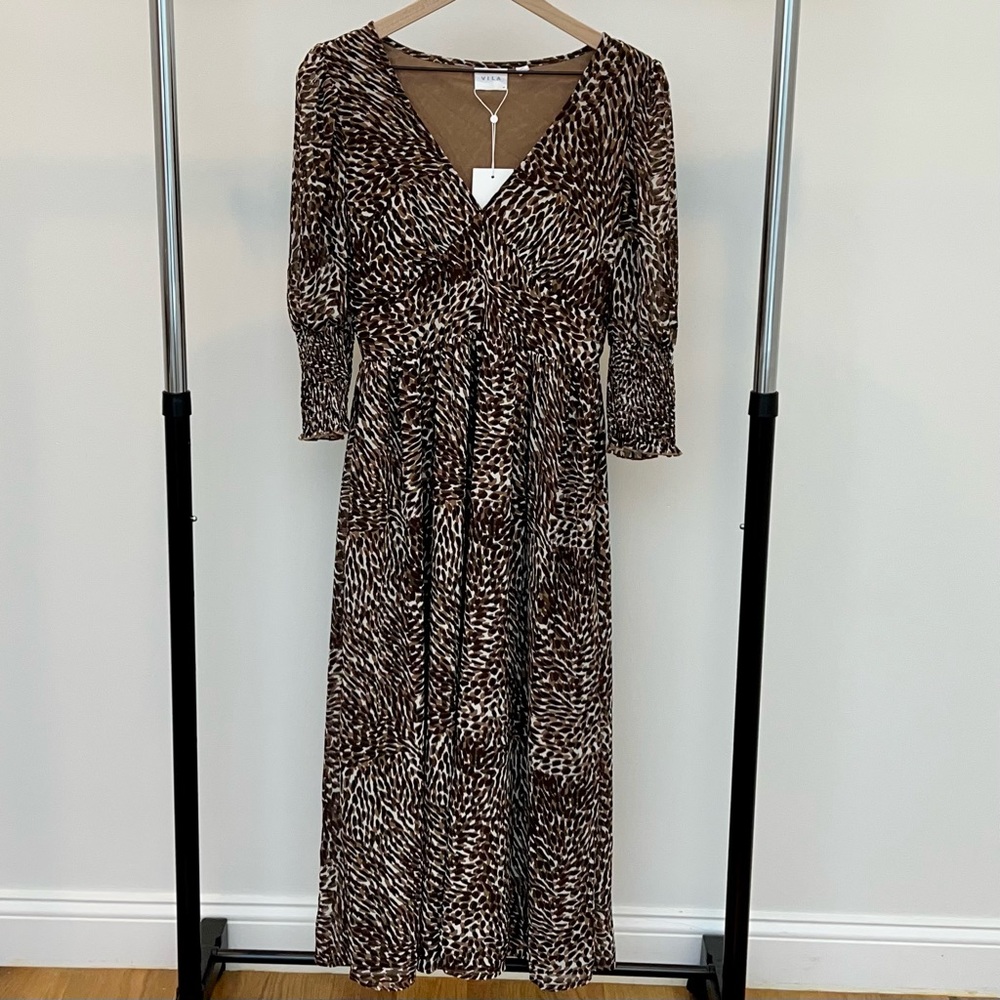 NWT VILA Animal Print Midi Dress Size S (EU 36)